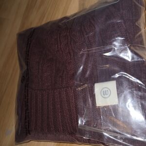 Cable Knit Scarf & Beanie Set - Deep Burgundy